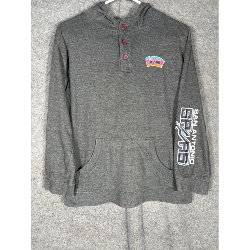 Majestic San Antonio Spurs‎ Hardwood Classics Henley Hoodie Gray Womens Large